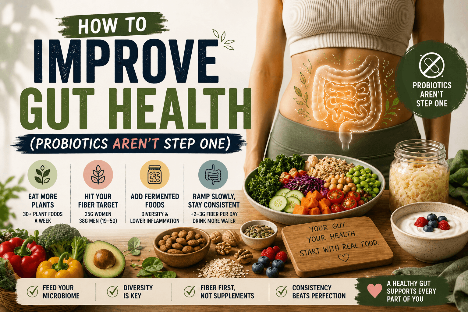 How to Improve Gut Health (Probiotics Aren't Step One)
